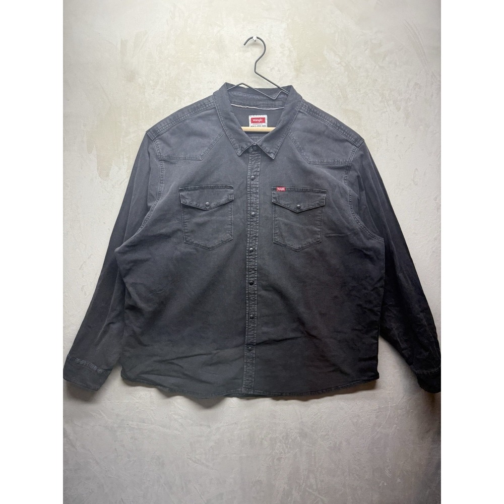 Wrangler Western Denim Shirt Mens 3XL Black Pearl Snap Long Sleeve Cowboy Rodeo